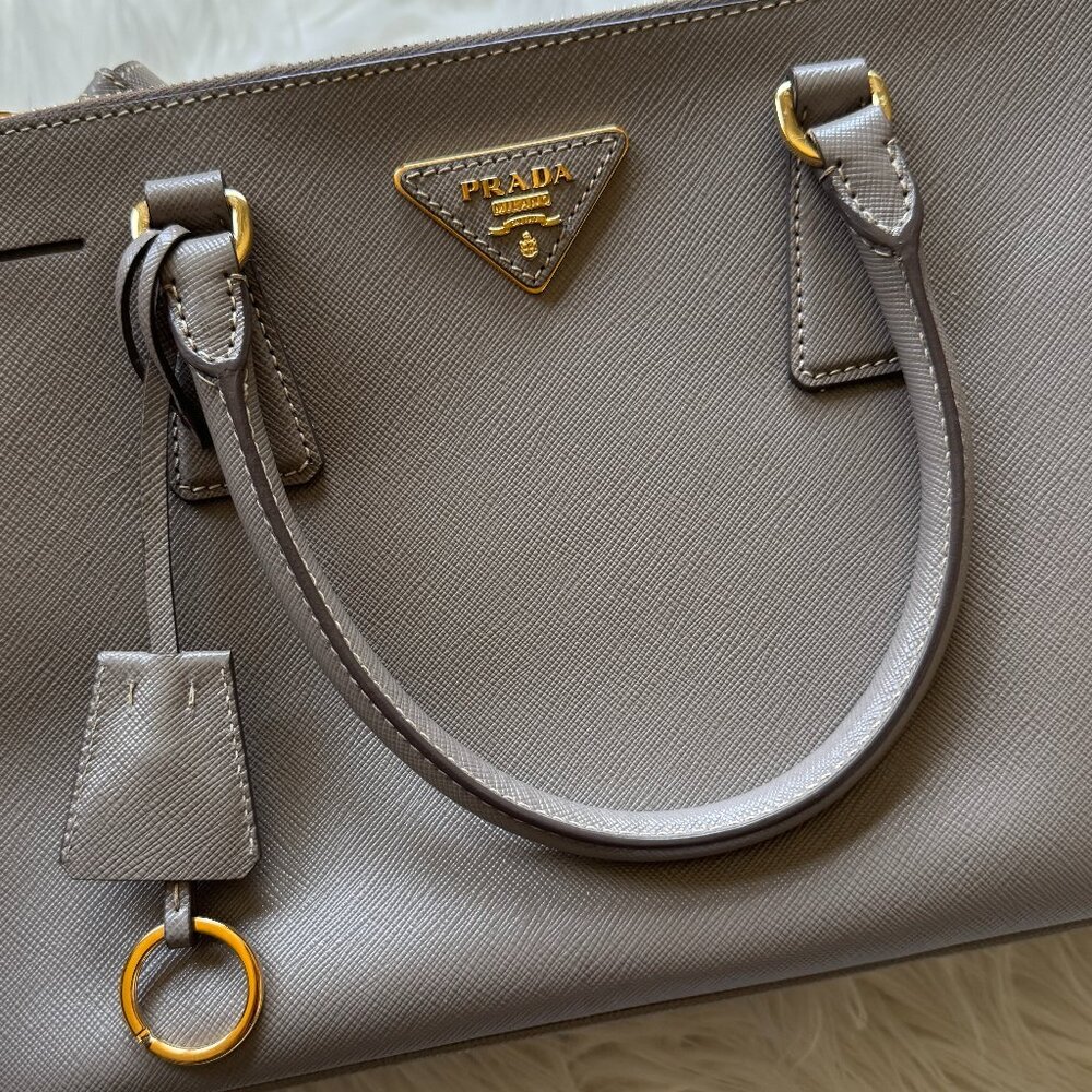 PRADA Small Galleria Saffiano Leather Bag Grey